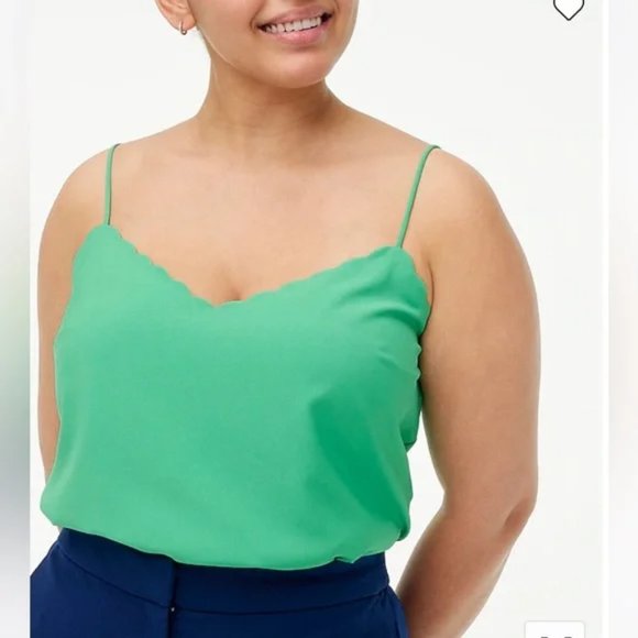 NWT J. Crew Factory Green Scalloped Cami Top size 18 - Picture 1 of 8